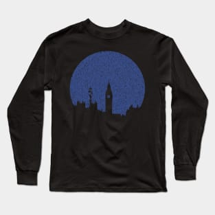 Minimalist Distressed Blue Moon London Long Sleeve T-Shirt